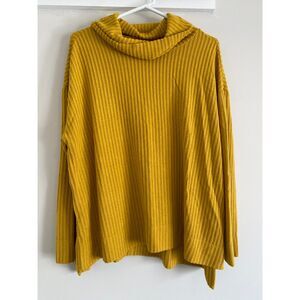 Maeve Yellow Gold Long Sleeve Ribbed Sweater With Cowl Neck Womens Large